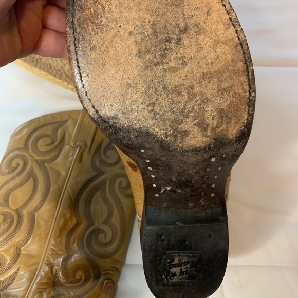 Tony Lama Men's Tan Smooth Ostrich Round Toe Exotic Western Boots in GUC - Picture 3 of 8